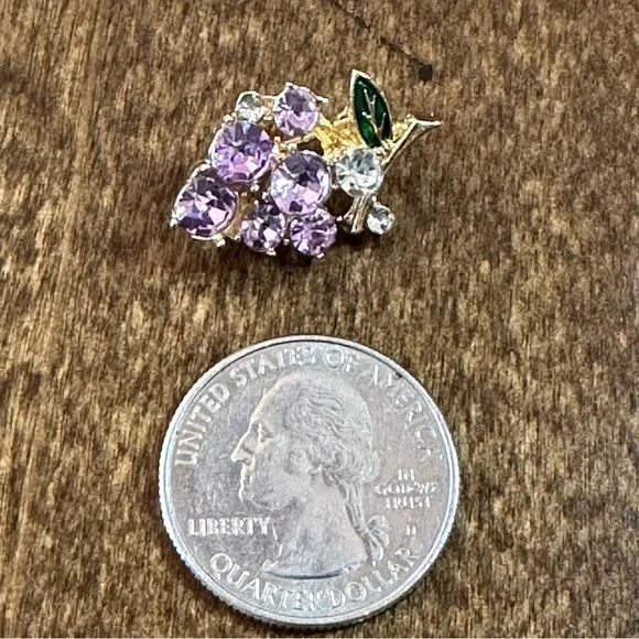 NWOT - Elegant Purple and Gold Grape Cluster Brooch - Picture 13 of 13